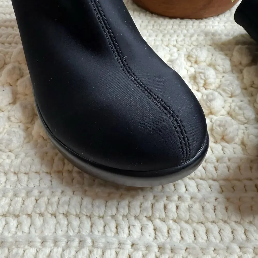 ALEGRIA Women's 36 Sloan Comfort Clog Wedge Shoes Black Leather Zip Ankle Boot